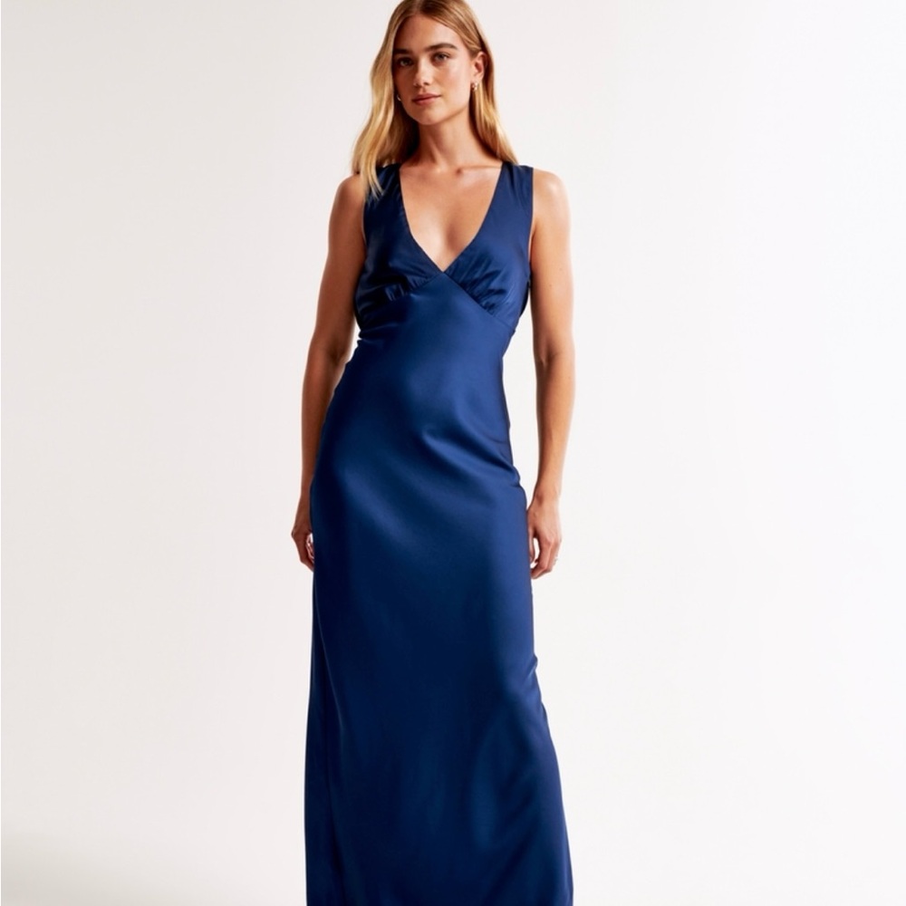 Plunge cowl back maxi dress